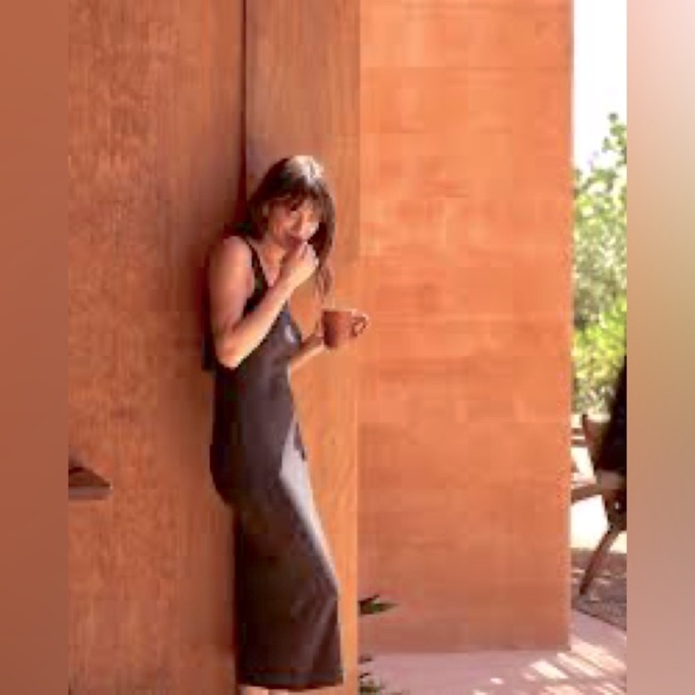 NWT brown Outerknown 100% soft linen long fitted tank dress size large L